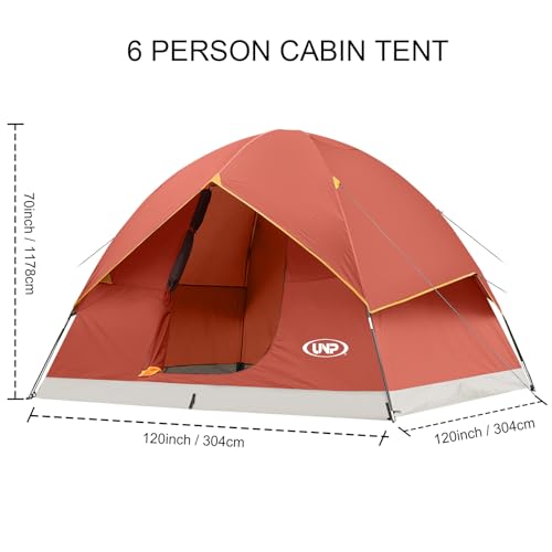Image of unp 6 Person 4 Season Dome Tent, Easy to Set Up for Camping & Hiking, Lightweight & Portable, Green