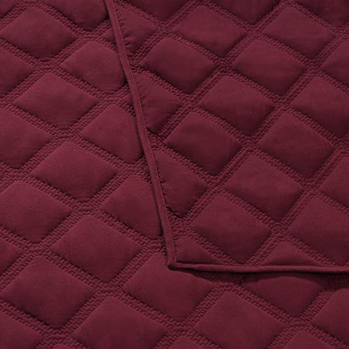 Truly Soft Everyday 3D Puff Quilt Set, King, Burgundy #TOP3
