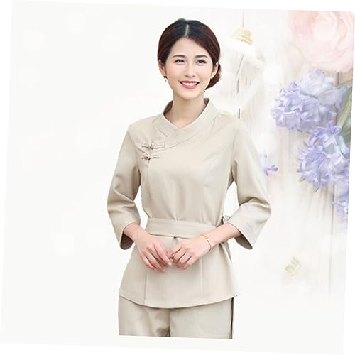 Tenue de technicien beaute spa et salon de coiffure beige