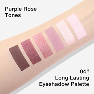 evpct 6 Colors Pink Eyeshadow Palette, Nude Pink Plum Mauve Champagne Rose Orchid Wine Red Glitter Shimmer Matte High Pigment Mini Travel Eye Shadow Palette Makeup for Older Women, Built in Mirror