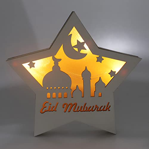 Eid Crafts Night Light Ramadan Moon Star Led Lights Mubarak Lamp Decorations Gift Home Bedroom Party Table Lantern Ornaments For Muslims Islamic - B #TOP1