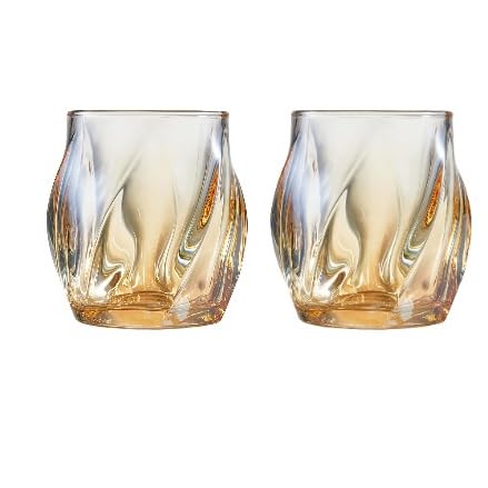 Set of 2 Twisted Crystal Whiskey Glasses (8.5 oz)