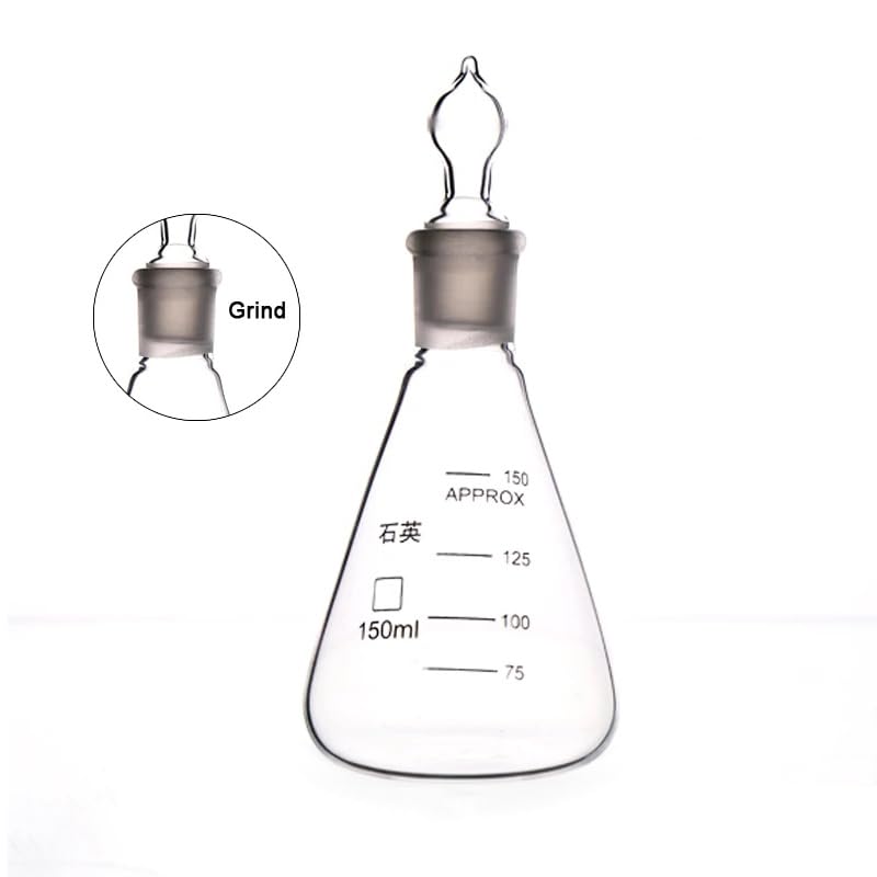 Erlenmeyerkolben aus Quarzglas, 150 ml, mit Stopfen – hochtemperaturbeständige Laborausrüstung (Material JGS-2)