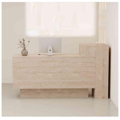 JUCCJUXIN Modern Front Desk Reception Room Table,Sturdy Front Desk Reception Counter with Lockable Drawer,Standing Front Receptionist Desk(A3,L-150cm/59in)