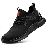 JRR Sicherheitsschuhe Herren Leicht Arbeitsschuhe Damen Atmungsaktiv Reflektierend Schutzschuhe Stahlkappe Sneaker (schwarz, Numeric_42)