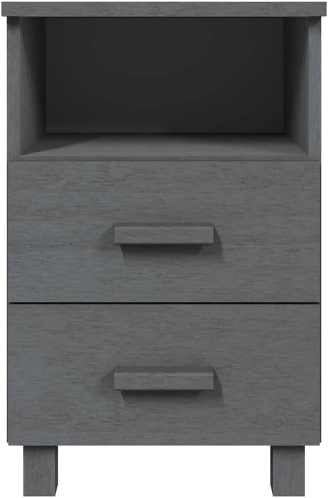vidaXL Bedside Cabinets HAMAR 2-Piece Set, Dark Gray - Solid Pinewood and MDF, Rectangular Design with Storage Drawers, Durable Construction, Easy Assembly, Versatile Home Decor
