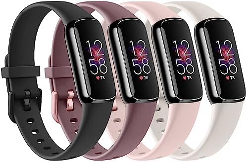 Sport Bands Compatible with Fitbit Luxe Bands for Women Men, Soft Silicone Replacement Sports Bands for Fitbit Luxe Fitness and Wellness Tracker 4 Pack