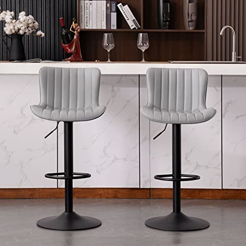 Younuoke Counter Height Bar Stools For Kitchen Island 24 Inch Metal Grey Barstools Set Of 2 Adjustable Swivel Counter Stool With Back #TOP5