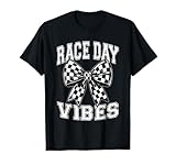 Race Day Vibes Checkered Coquette Bow Car Racing Formula Day T-Shirt