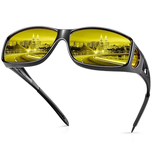 URUMQI Anti Glare Night Driving Glasses Fit Over...