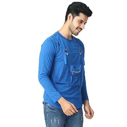 Image of Black Collection Solid Men Dungaree Style Full Sleeve T-Shirt