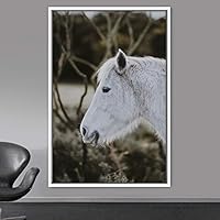 Framed Canvas Wall Art Horse Animals Dramatic Farmhouse/Country Horse Living Room Multicolor Photography - 16x24 inches