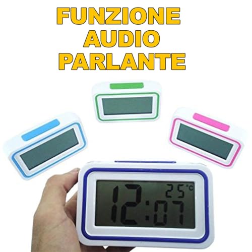 Trade Shop Traesio Orologia Sveglia Digitale Con Audio Parlante In Italiano Per Ipovedenti - 6