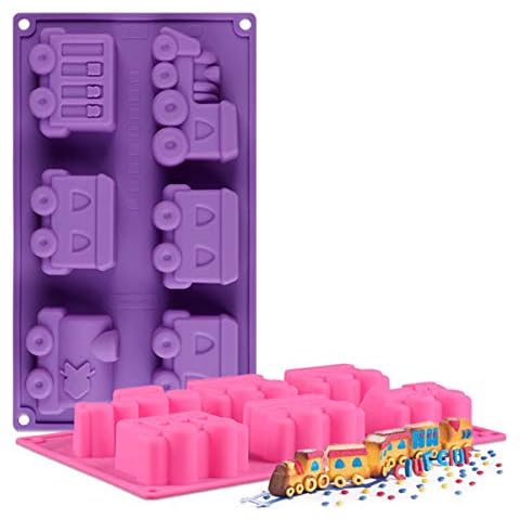 Joyeee Silicone Mold Pan, Cartoon Train Silicone Baking Mold for Kids Party's, Jelly, Biscuits, Chocolate, Ice Cube, Cheesecake, Cupcake, Muffin, Pudding, Pie, Bread, DIY Handmade Soap Moulds Tray Cover