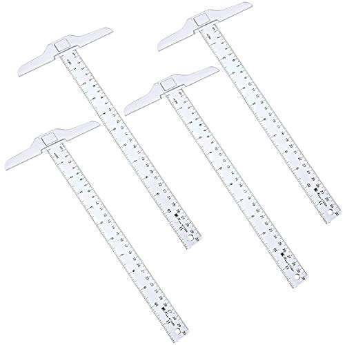 12 Inch/ 30 cm T-Square Ruler Plastic Transparent T-Ruler for Drafting and General Layout Work (4)