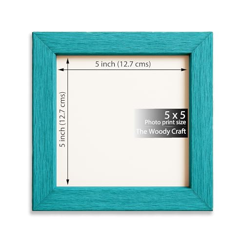 Image of Square Frame 5x5 inch | Modern Photo Frames For Wall Decor | Wall Frames To Enhance Space | Durable Wooden Frame | Blue Frames For Wall Decor | Hanging Photo Frame (5x5 inch, Blue)