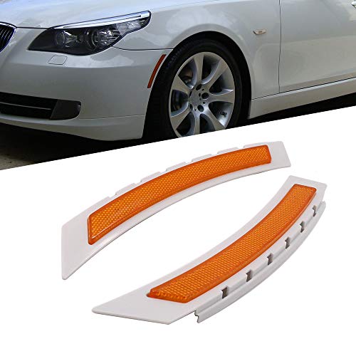 GSRECY 2pcs Front Side Marker Fender Bumper Reflector Compatible with BMW 5 Series LCI E60 2008-2010 (Amber)