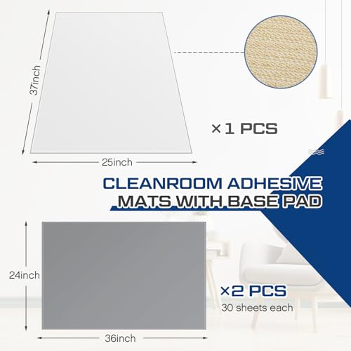 Image of Nuanchu Adhesive Mat Pad Include 1 Sticky Non Slip Base Pad 2 Tacky Dust Mats Construction of 30 (60 Sheets Total) for Clean Room Science Lab Matting Hospital(24x36 Inches,Gray,60 Sheets)