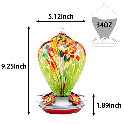 Muse Garden Hummingbird Feeders for Outdoors Hanging, Blown Glass Hummingbird Feeder, Hummingbird Gi