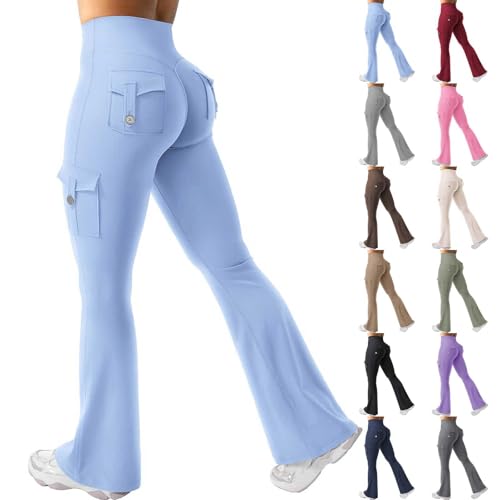 Nuoke Black Leggings Women,Purple Leggings, Workout Flare with Hidden Scrunch High Waisted Cargo Gym No Front Seam Plus Size Tall for