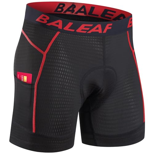 baleaf Roupa íntima masculina de ciclismo acolchoada 4D com bolso para mountain bike forro para bici