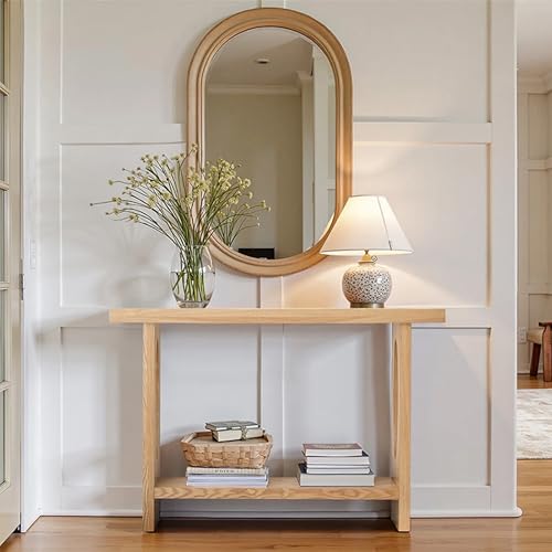 Mesa recibidor entrada madera natural consola pasillo 140cm 4