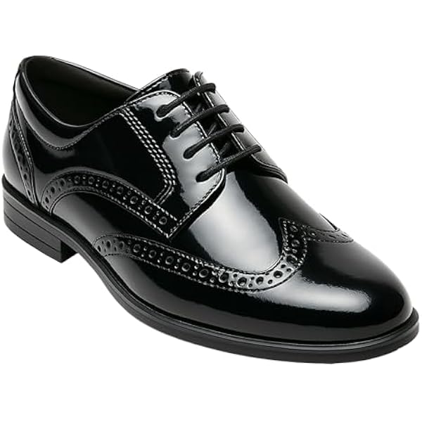 Chłopięce patentowe buty do sukienki w stylu Derby, sznurowane półbuty na wesele, studniówkę, formalne obuwie