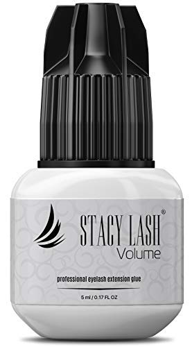 Volume Eyelash Extension Glue Stacy Lash 0.17 fl.oz  5 ml - 3 Sec Dry time - Retention 6 Weeks - Professional Use Only Strong Black Adhesive Individual Semi-Permanent Extensions Supplies - Latex Free