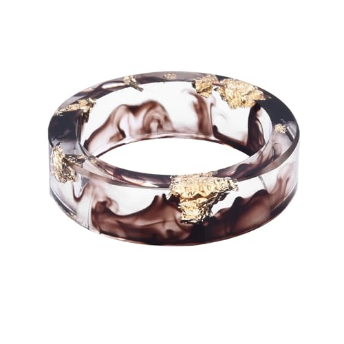 HIJONES Da Donna Pressato Fiore Secco Pianta Resina Anello Fascia Trasparente Acrilico Stile Naturale Gioielli per Anniversario di Nozze Marrone Misura 17