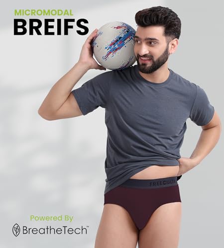 Image of Freecultr Men's Underwear Anti Bacterial Micromodal Airsoft Brief - Non Itch No Chaffing Sweat Proof Pack of 5
