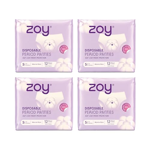 Image of ZOY Disposable Period Panties XL for Women | 360 Leak-Proof Protection, High Absorbency (Up to 12 Hours), Breathable & Rash-Free | All-in-One Period Underwear for Heavy Flow, Overnight & Postpartum | Pack of 20