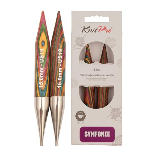 KnitPro KP20414 Aiguilles Interchangeables Circulaires Normales Bois Multicolore 15 mm