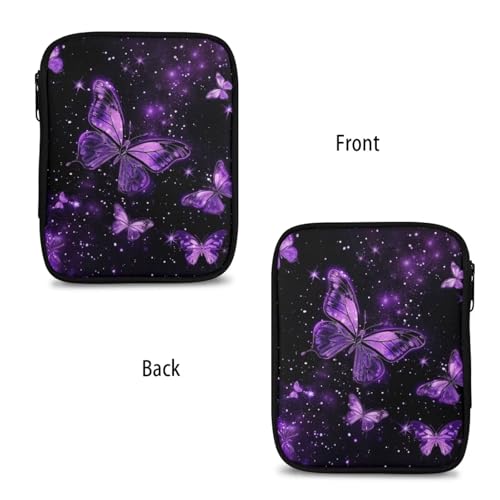 Image of Crochet Hook Case Purple Butterfly Crochet Hook Holder Portable Crochet Hook Storage Bag with Web Pockets Suitable for Crochet Needles /Knitting Accessories