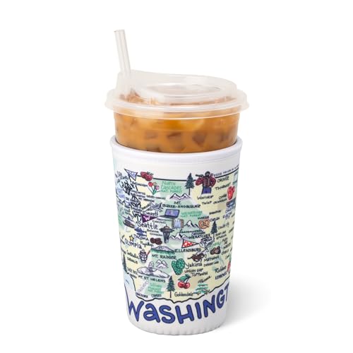 Swig Life Medium Iced Coffee Cup Coolie with Handle, Washington