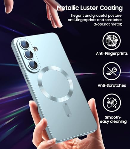 Image of DIZORO Compatible with Samsung S26 Plus 5g Case, Compatible with MagSafe, Matte Luxury Metallic Luster Flexible TPU Wireless Charging Shockproof Back Cover with Camera Protector Lens (Sierra)