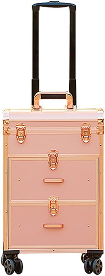 Amazon.com: LHK - Maletín portátil para maquillaje, 4 en 1, organizador de  cosméticos con asa y ruedas, herramienta de almacenamiento profesional para  peluquería, artista de uñas, oro rosa : Belleza y Cuidado Personal