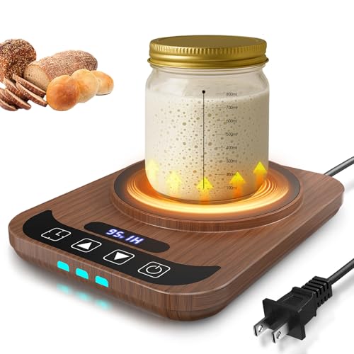 Sourdough Starter Warmer, Precise 1°F Thermostat Control (70-100°F) Sourdough Warming Mat, Auto Warming On/Off, 12-Hour Timer Sourdough Warmer for Home Baking (No Jar Included)