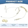 sourcing map Ear Hook Headset Microphone, Double Over Ear Set Hanging Omnidirectional Wired Audio Condenser Microphone Headset with Standard 3.5mm TRS Plug 3.9ft Cable, Beige #1