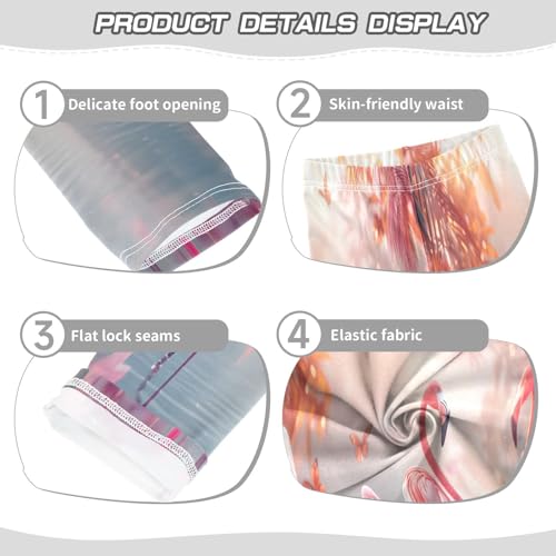 Bolaz Toddler Girls Leggings Printed Yoga Pants Leggings Cartoon of Pink Flamingos for Kids3