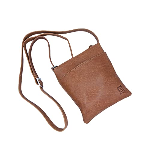 BINOAR Kleine Leder Umhängetasche Liyana hellbraun Schultertasche Vintage Handtasche Mini Frauen Damen Cover