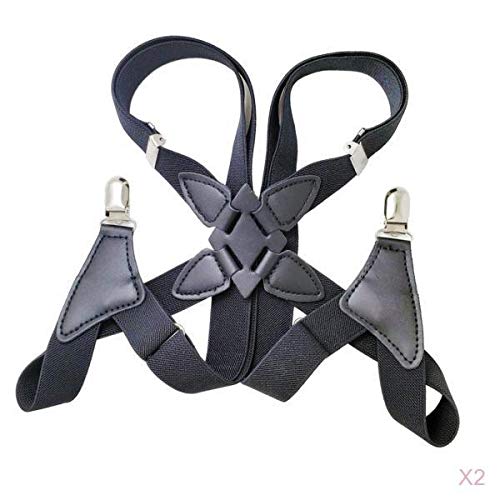 zoomella 2 Mens Undergarment Suspenders X Back Side-clip Style with Premium 2 Clips-picture-14