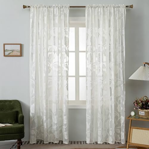 BWDHJLEY Sheer Curtains 84 Inches Long, Cute Window Curtains 2