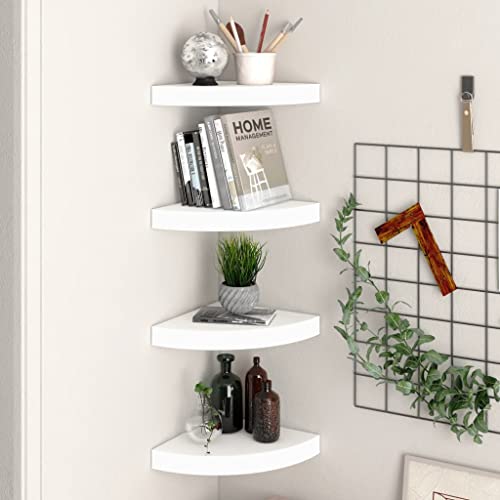 XHNIFBN Floating Corner Shelves Set of 4 White Honeycomb MDF