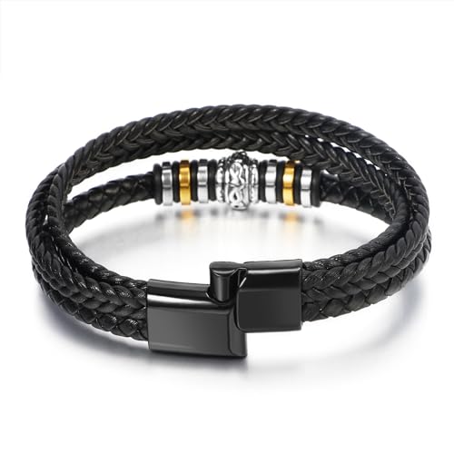 Image of To My Son /Grandson Bracelet From Mom Grandmother, Forever Linked Together Black Braided Leather Infinity Knot Inspirational Bracelets Engraved Love You Forever Birthday Gift Jewelry