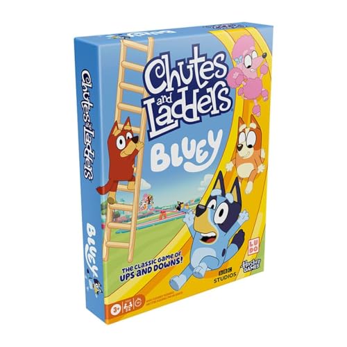Chutes and Ladders Bluey Edition Board Game | Play as Bluey, Bingo, Coco, Lucky, Snickers, Rusty | Ages 3+ | 2-6 Players | 15 Mins. | Preschool Games