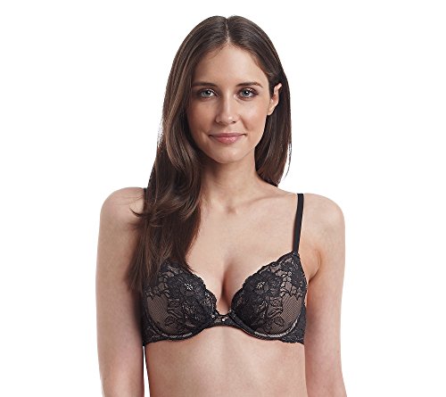Maidenform Women's Ultimate Emblellished Push Up Bra, Black/Body Beige,38C