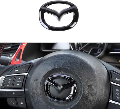 MAXDOOL Carbon Fiber Steering Wheel Cover Sticker Sequins Frame Trim for Mazda 3 6 CX-3 CX-5 CX-9 Interior Accessories (Black)