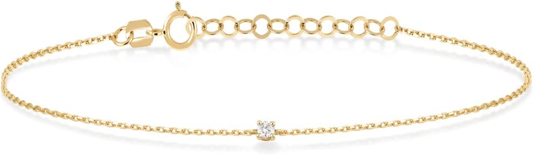 Gelin Diamond Solitaire Bracelets 10K or 14K Solid Gold