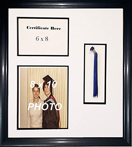 High School Graduation Certificate Document 6x8 with Tassel 8x10 Portrait Photo Custom Black Frame Unit