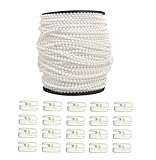 HASAYAKI Cuerda de Cadena con Cuentas para Cortinas, 100 m/Rollo Cuerdas de tracción con Cuentas con 20 Conectores, Reparación para persianas enrollables - Blanco